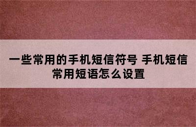 一些常用的手机短信符号 手机短信常用短语怎么设置